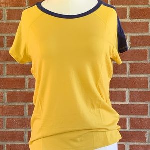 Ibex woman’s large echo sport tee in desert gold